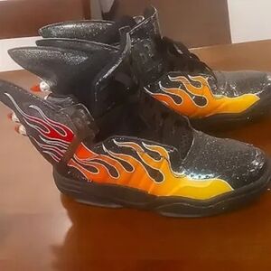 Adidas Jeremy Scott Flames Design High-Top Sneakers